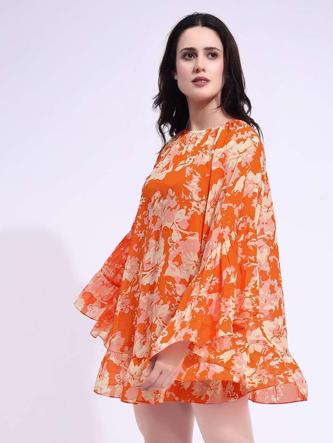 women printed round neck tiered dress - 22541306 -  Standard Image - 2