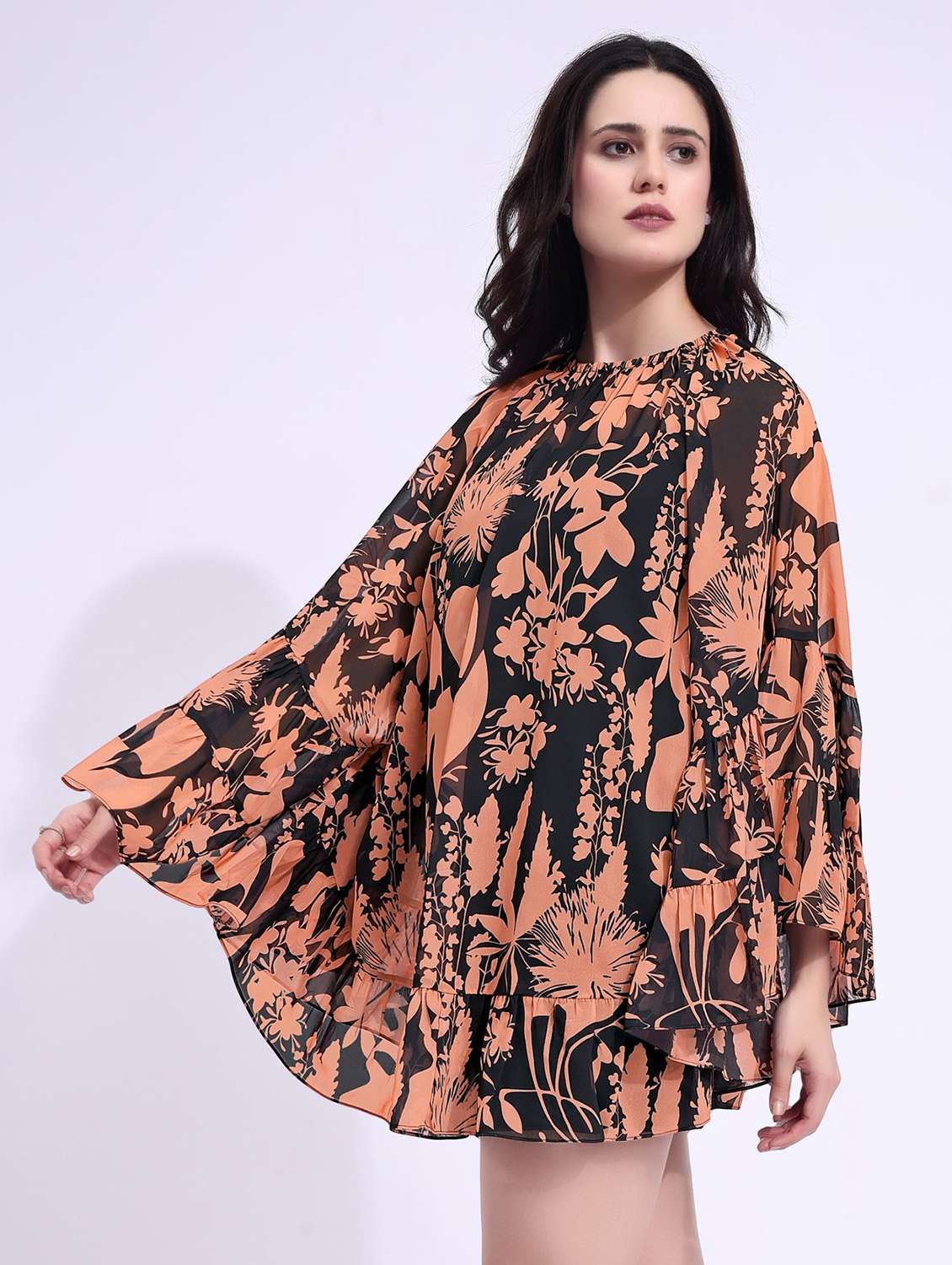 women printed round neck tiered dress - 22541307 -  Standard Image - 2