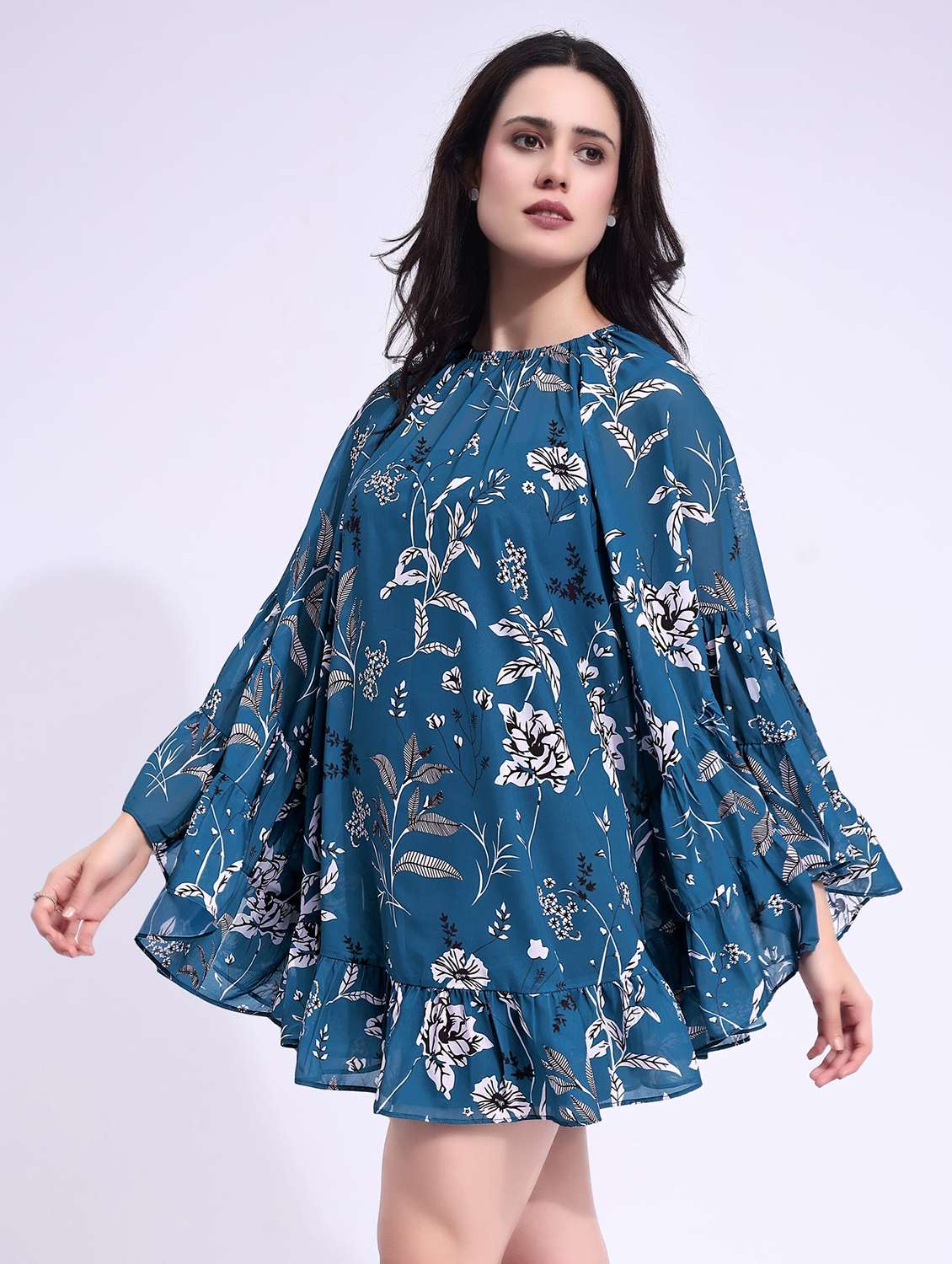 women printed round neck tiered dress - 22541308 -  Standard Image - 2