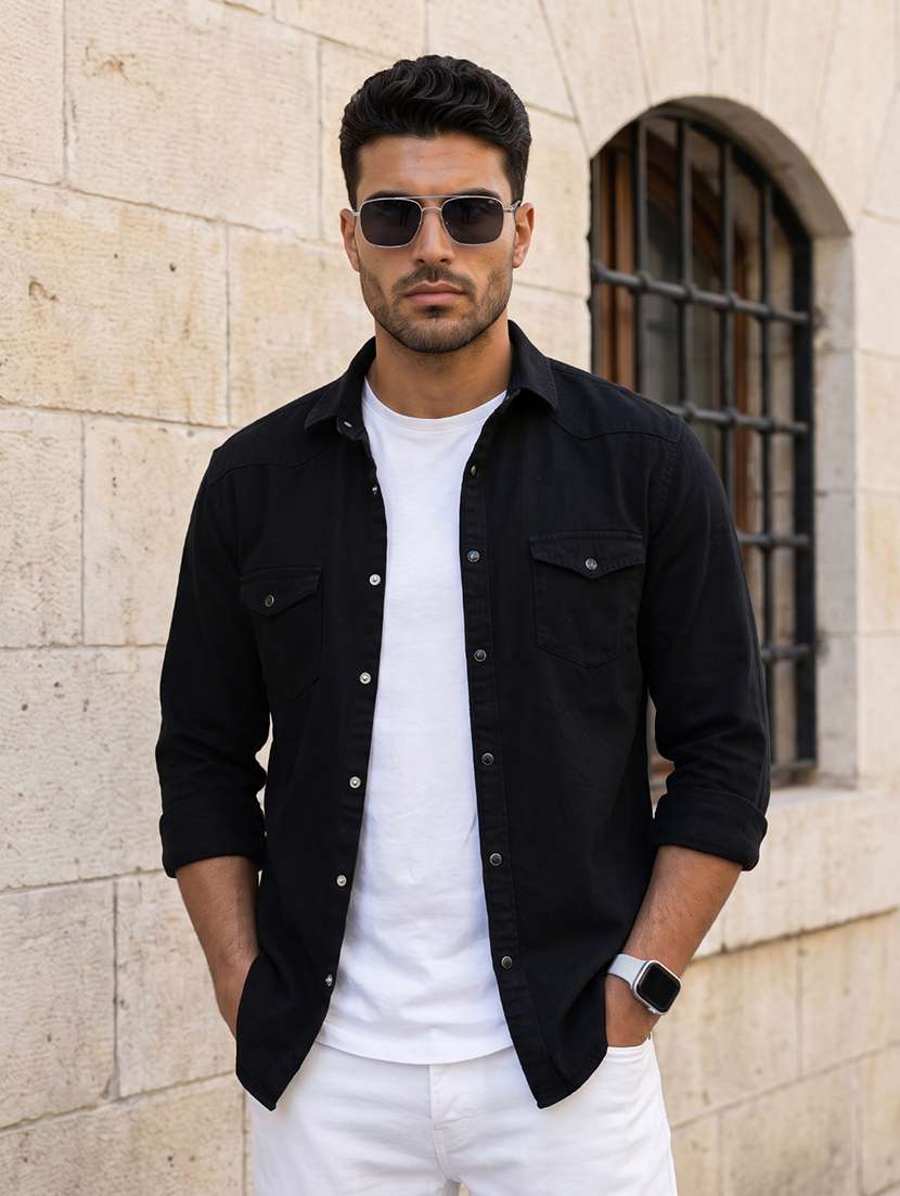men solid long sleeve regular fit casual shirt