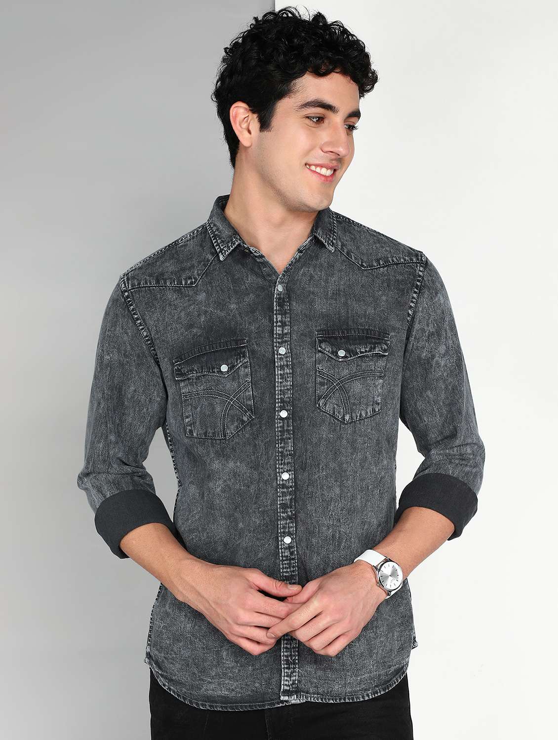 men solid long sleeve regular fit casual shirt