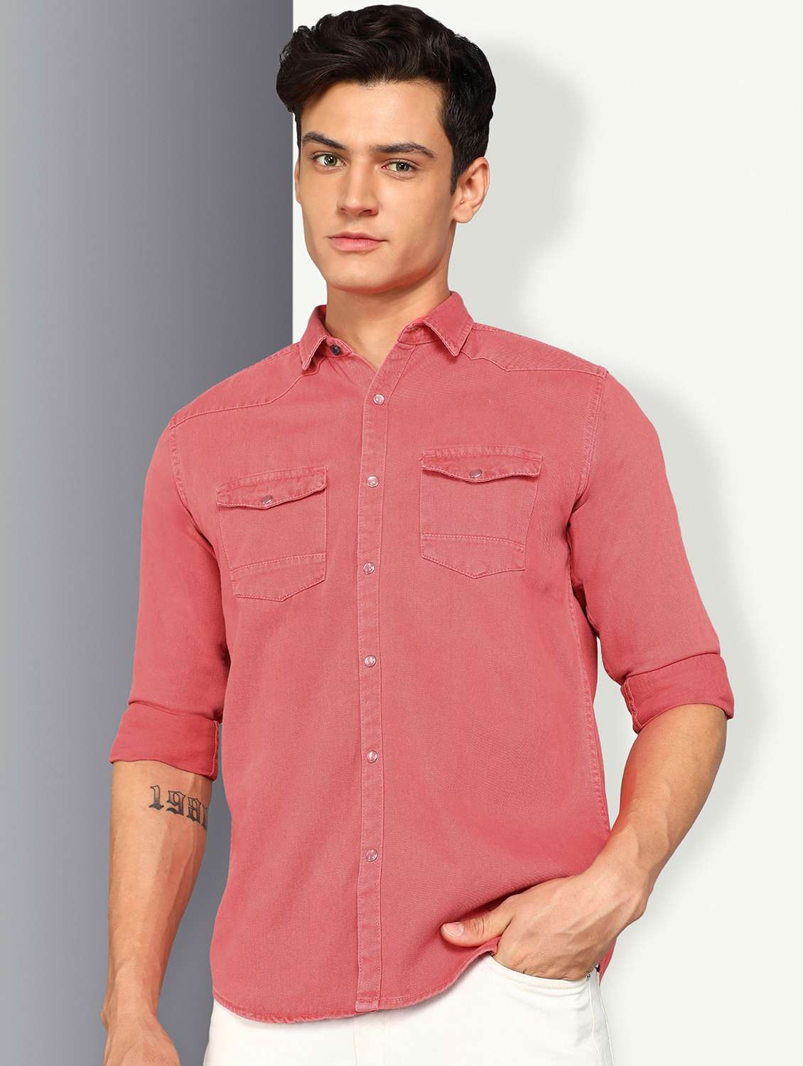 men solid long sleeve regular fit casual shirt