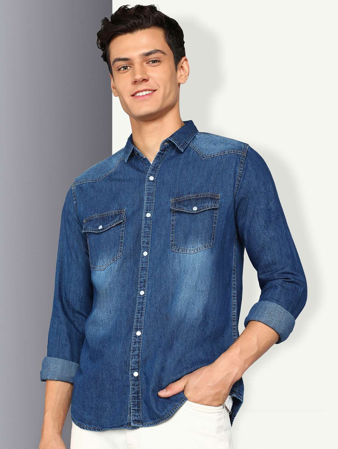 men solid long sleeve regular fit casual shirt