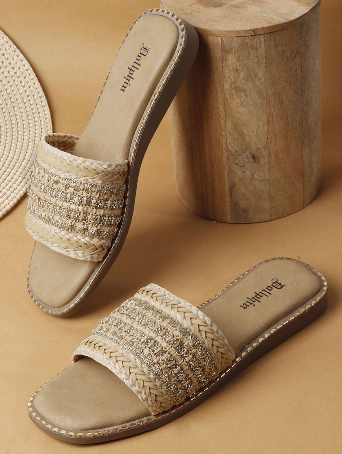 women textured slip on flats