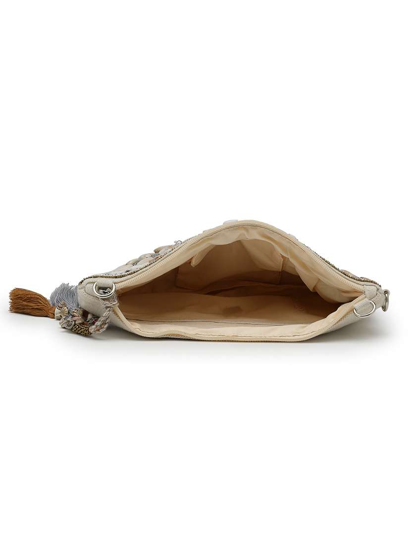 Cotton Floral Embellished Sling Bag With Tassels - 22541929 -  Standard Image - 2