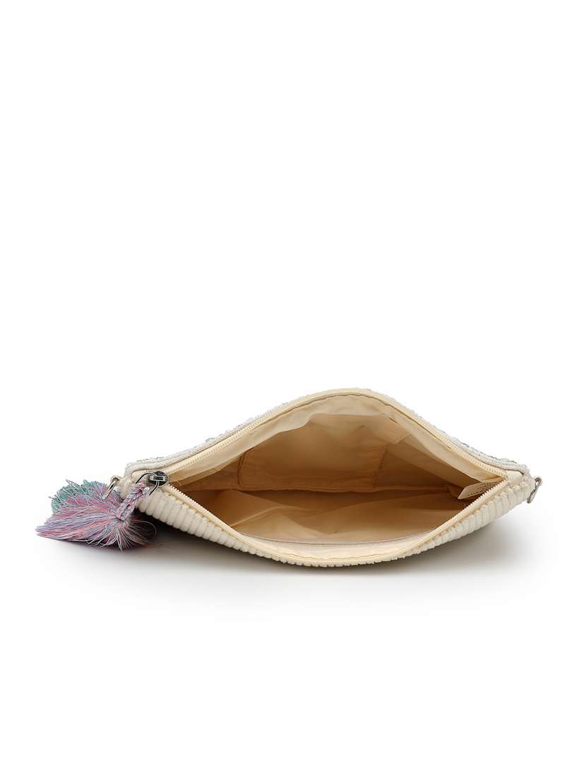 anekaant off white canvas embellished sling bag - 22541933 -  Standard Image - 2