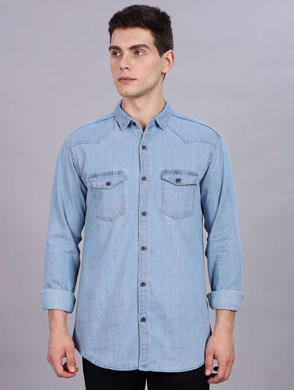 men solid long sleeve regular fit casual shirt
