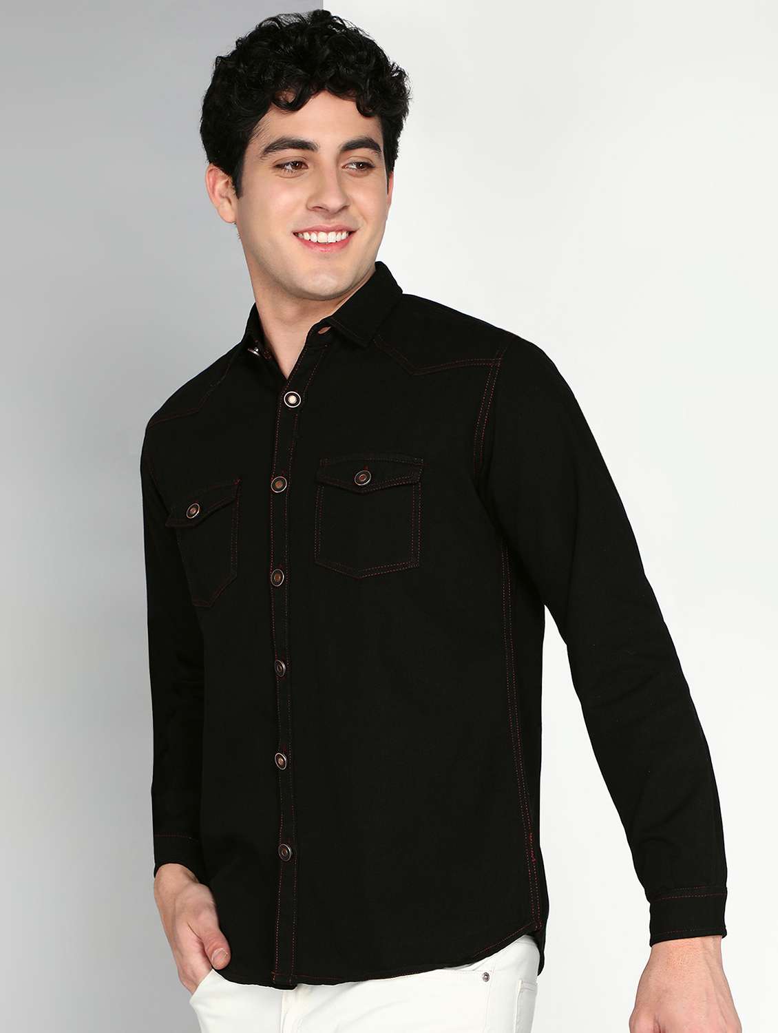 Men Solid Long Sleeve Regular Fit Casual Shirt - 22541961 -  Standard Image - 2