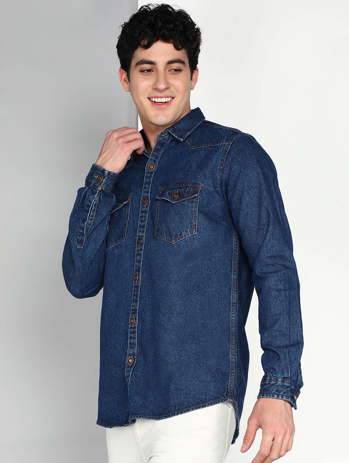men solid long sleeve regular fit casual shirt - 22541962 -  Standard Image - 2