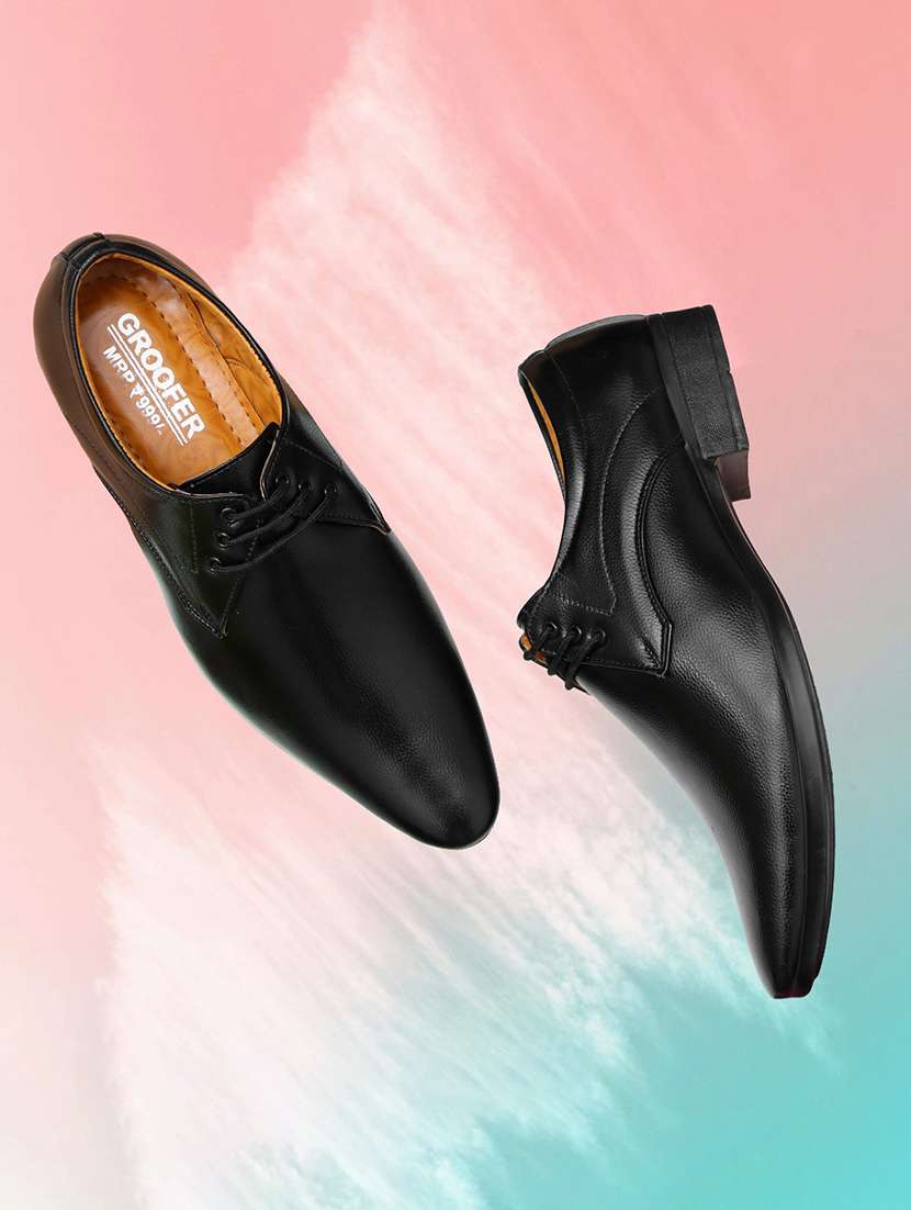 men solid lace up oxford shoes