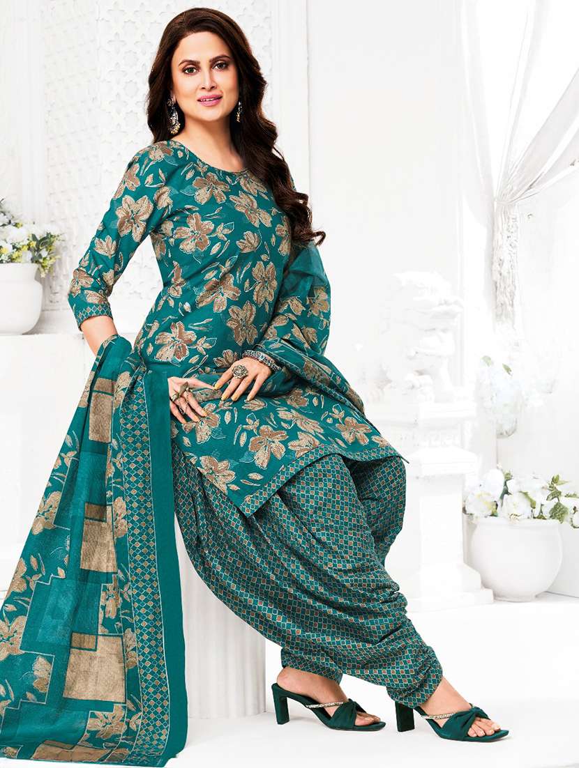 women printed three quarter sleeve kurta patiala with dupatta set - 22542111 -  Standard Image - 2