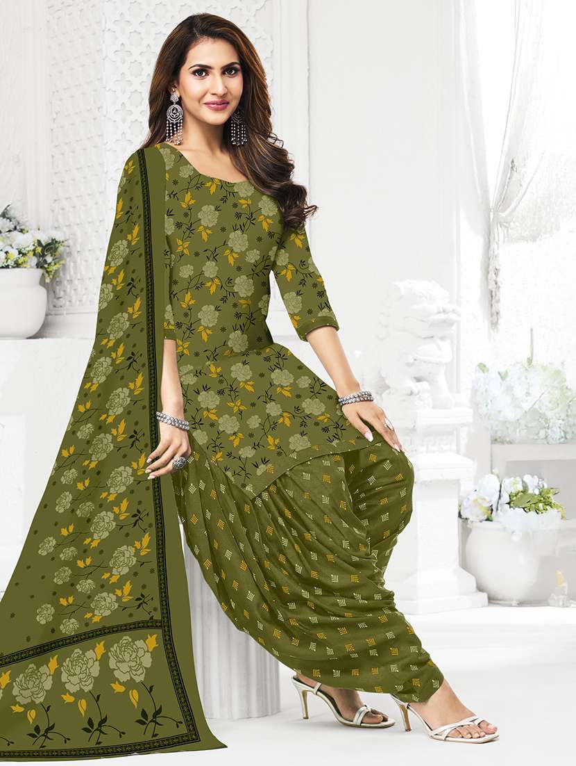 Women Printed Three Quarter Sleeve Kurta Patiala With Dupatta Set - 22542114 -  Standard Image - 2