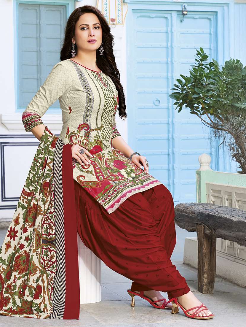 Women Printed Three Quarter Sleeve Kurta Patiala With Dupatta Set - 22542122 -  Standard Image - 2