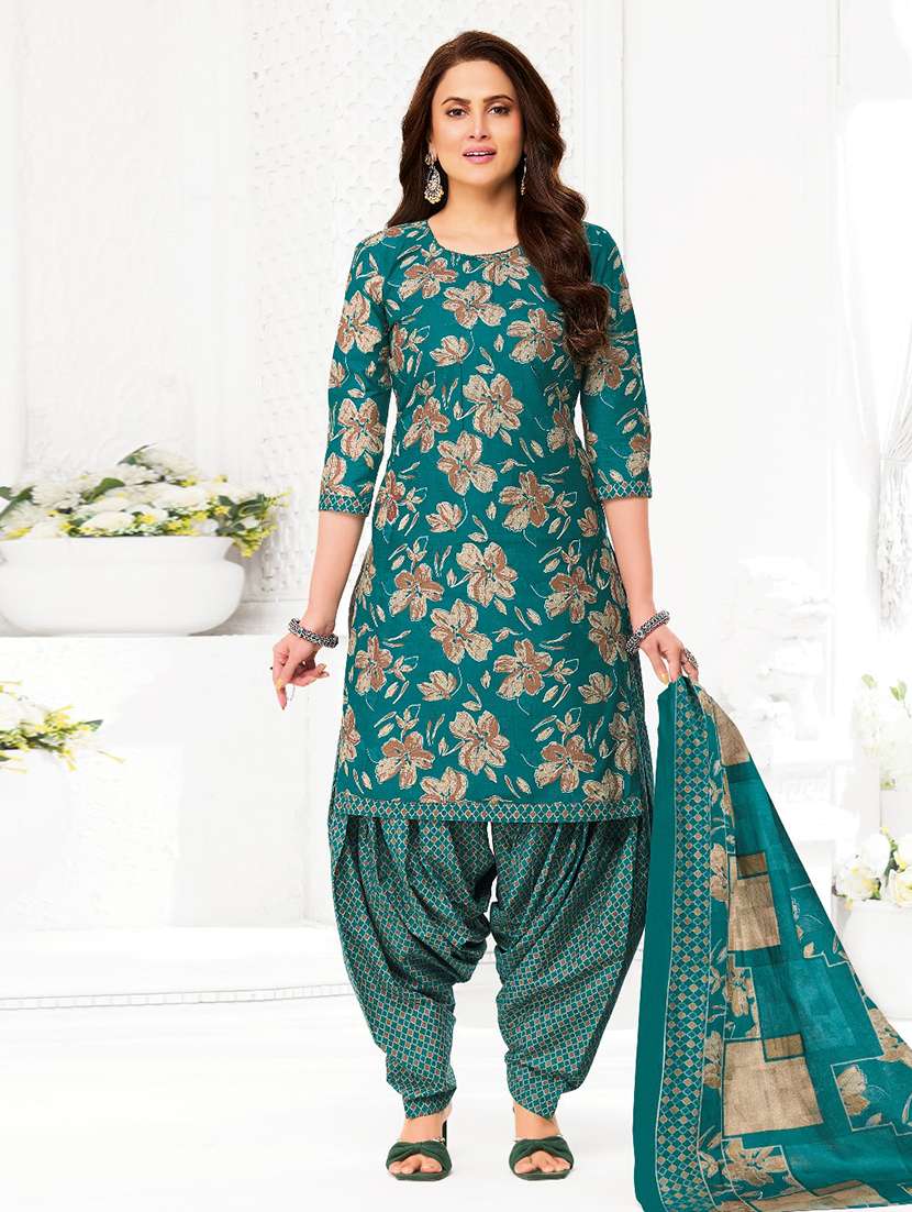 women printed three quarter sleeve kurta patiala with dupatta set - 22542126 -  Standard Image - 2