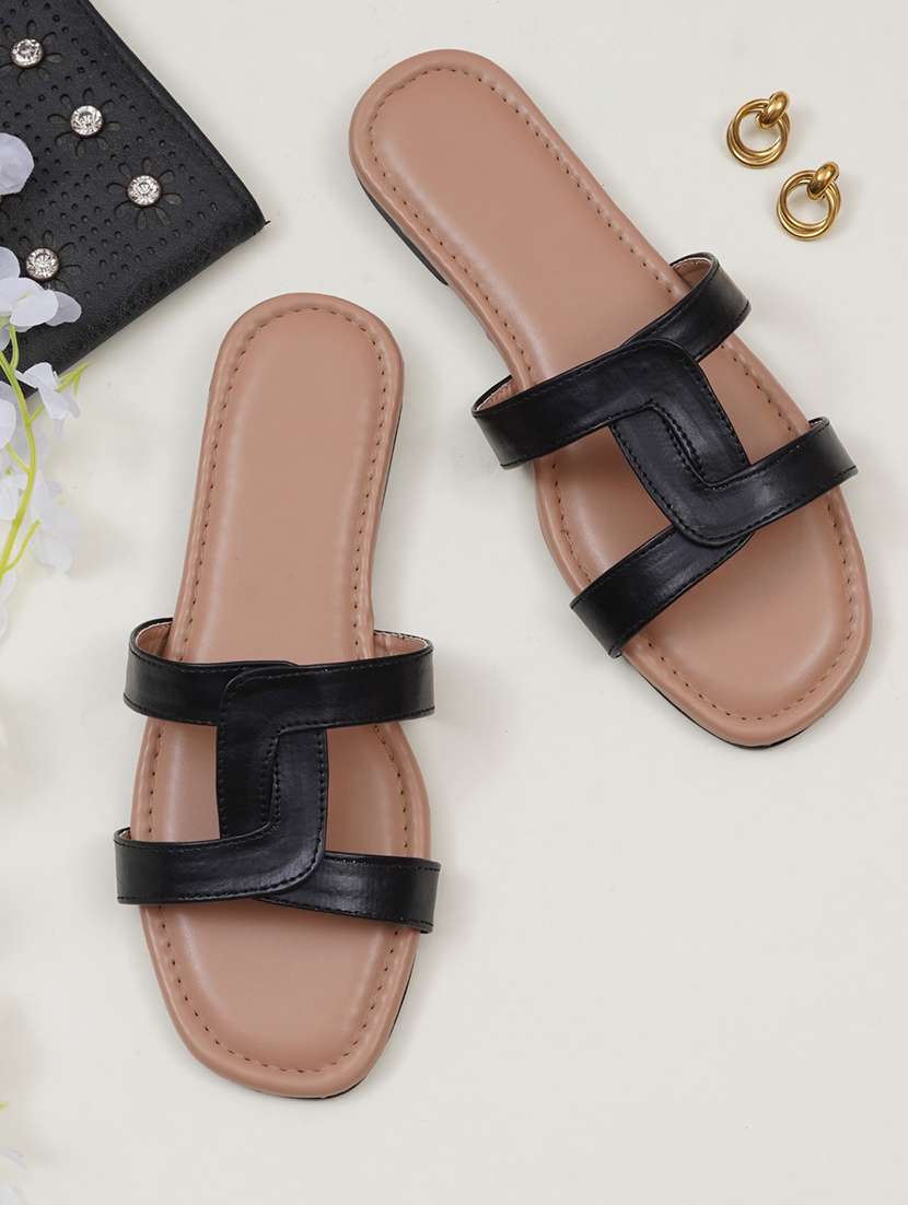 women solid slip on flats