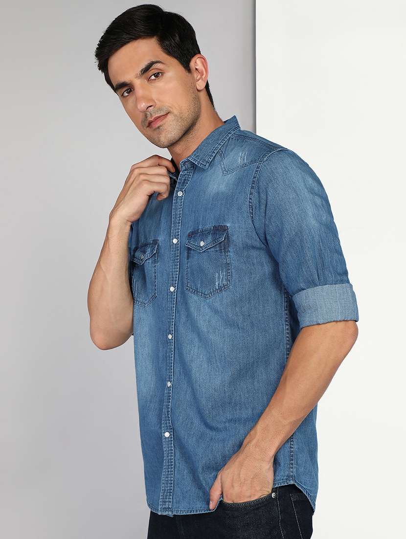 men solid collared regular fit shirt - 22542182 -  Standard Image - 2