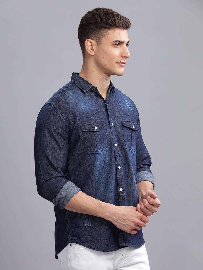 Men Solid Collared Regular Fit Shirt - 22542189 -  Standard Image - 2