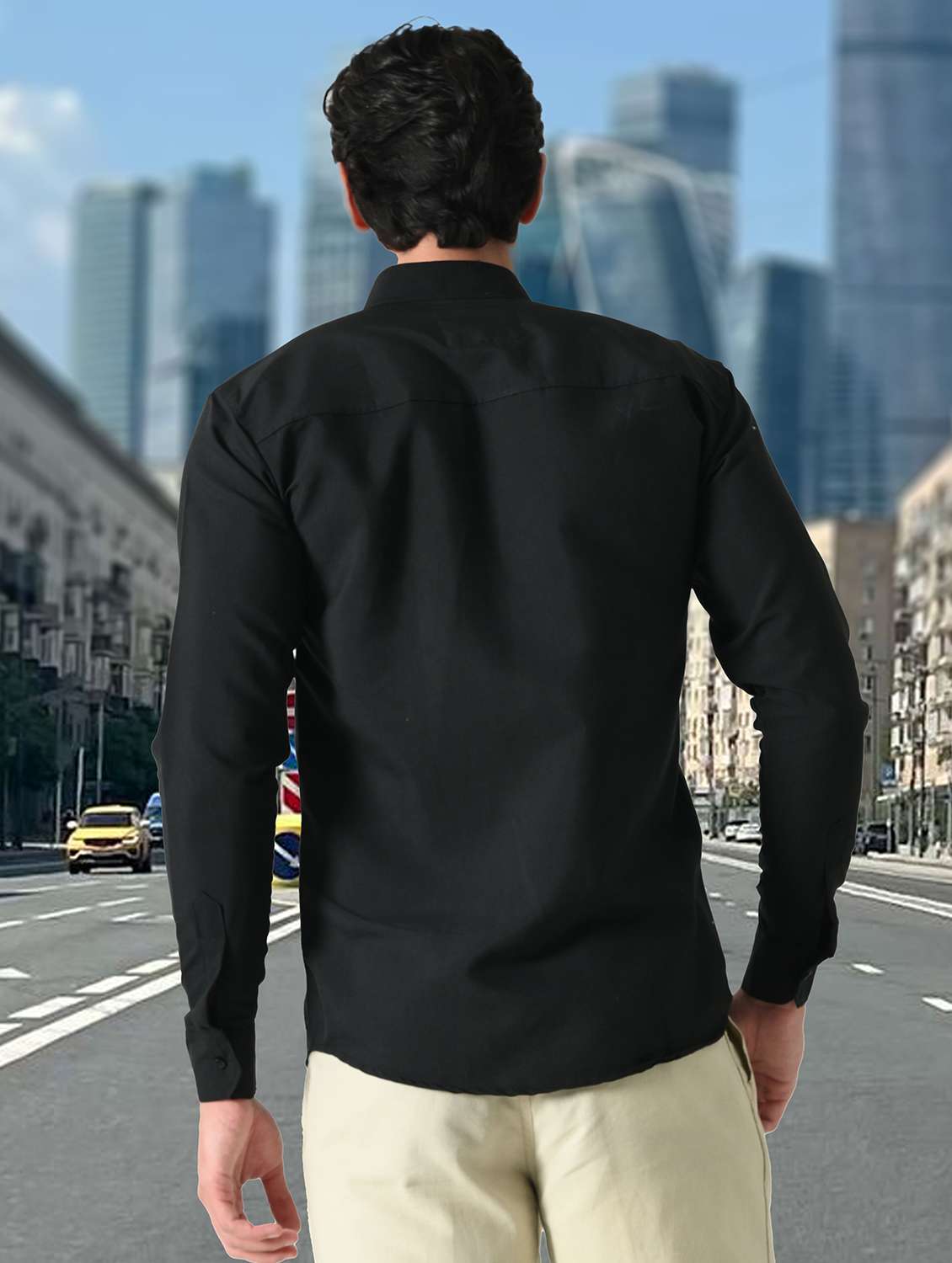 men solid collared slim fit casual shirt - 22542296 -  Standard Image - 2