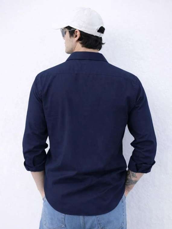 Men Solid Collared Regular Fit Casual Shirt - 22542482 -  Standard Image - 2