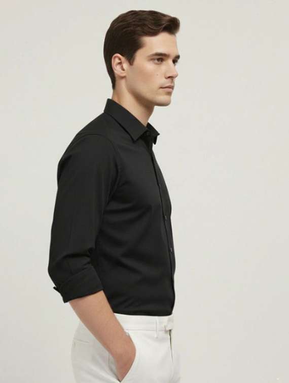 Men Solid Collared Slim Fit Casual Shirt - 22542524 -  Standard Image - 2