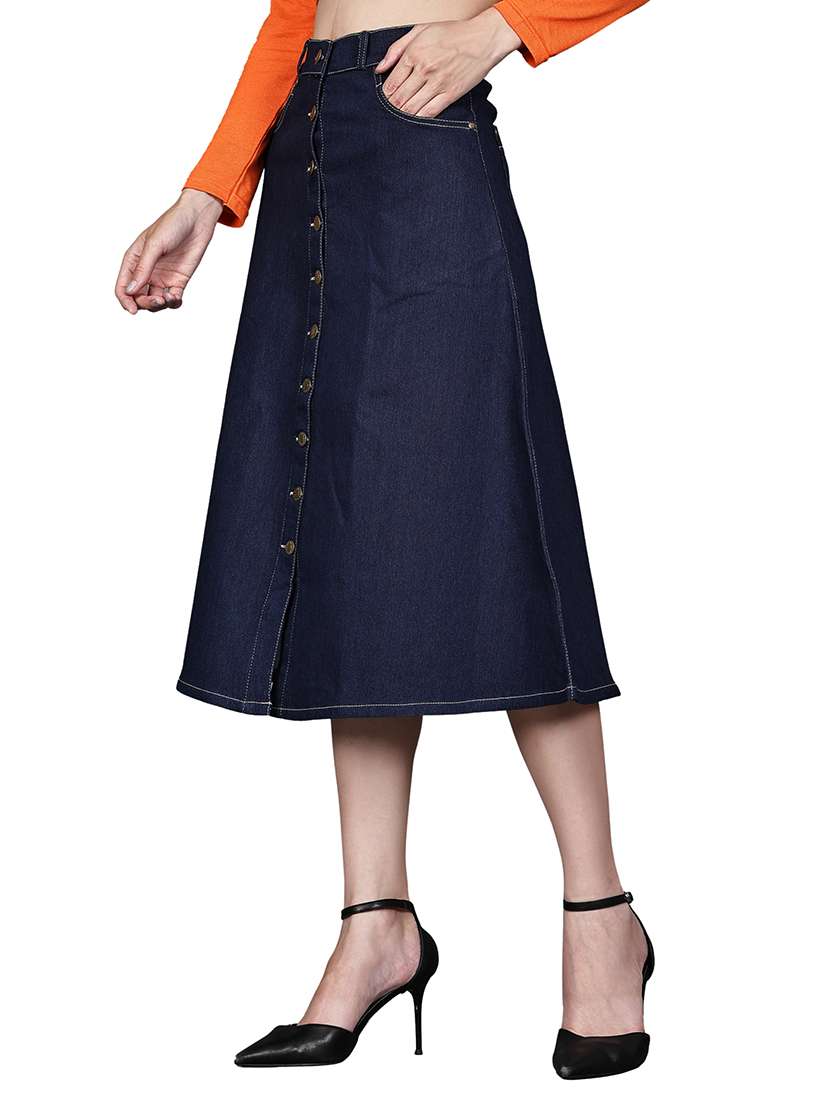 blue denim aline skirts - 22542732 -  Standard Image - 2