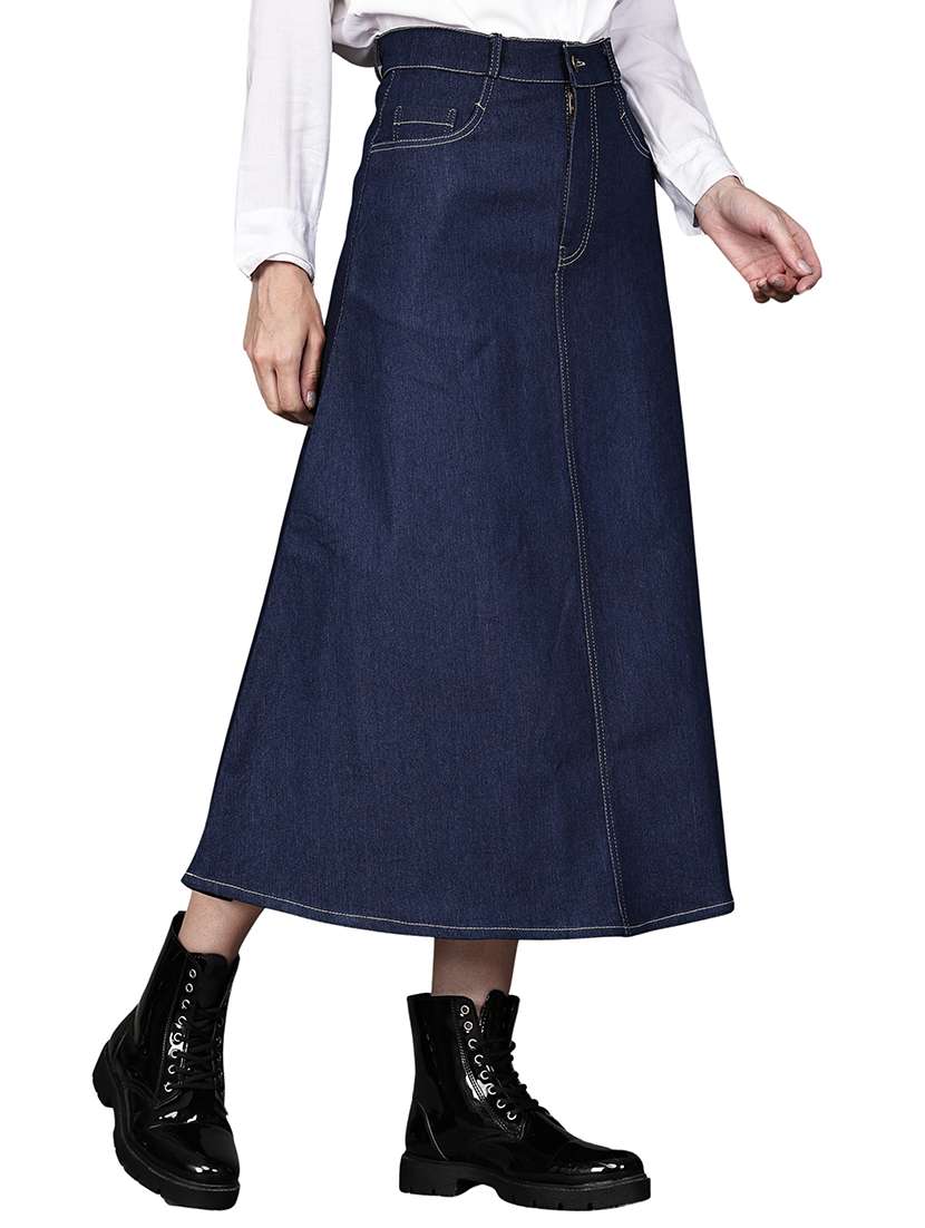 blue denim aline skirts - 22542741 -  Standard Image - 2