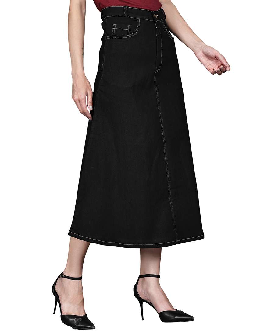 black denim aline skirts - 22542747 -  Standard Image - 2