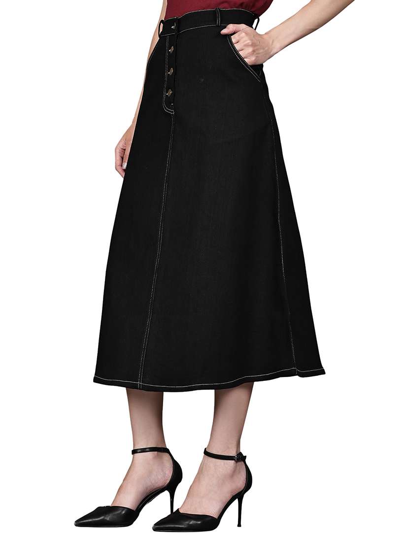 black denim aline skirts - 22542750 -  Standard Image - 2