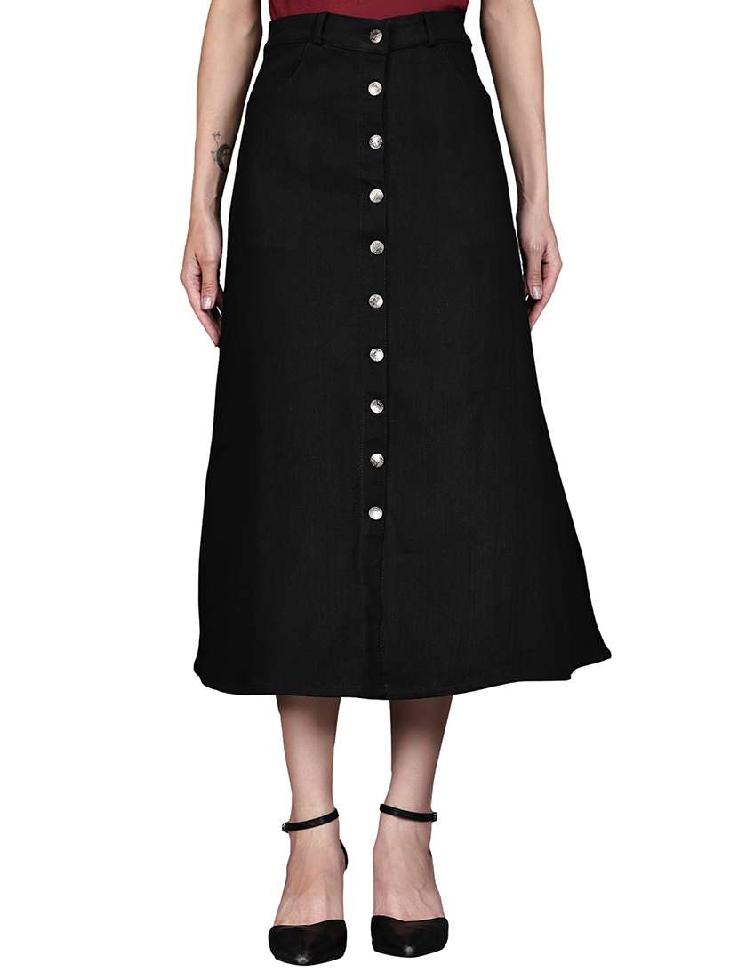 black denim aline skirts