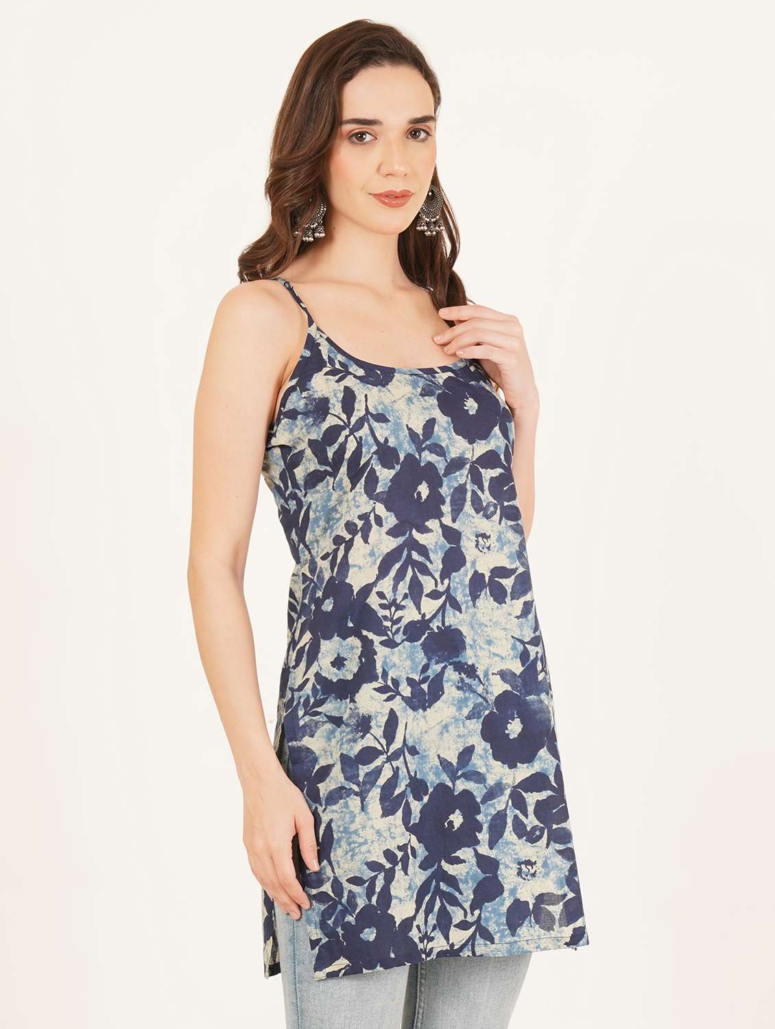 women printed shoulder strap straight kurti - 22542767 -  Standard Image - 2