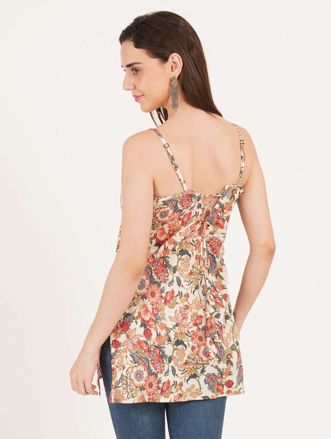 women printed shoulder strap straight kurti - 22542771 -  Standard Image - 2