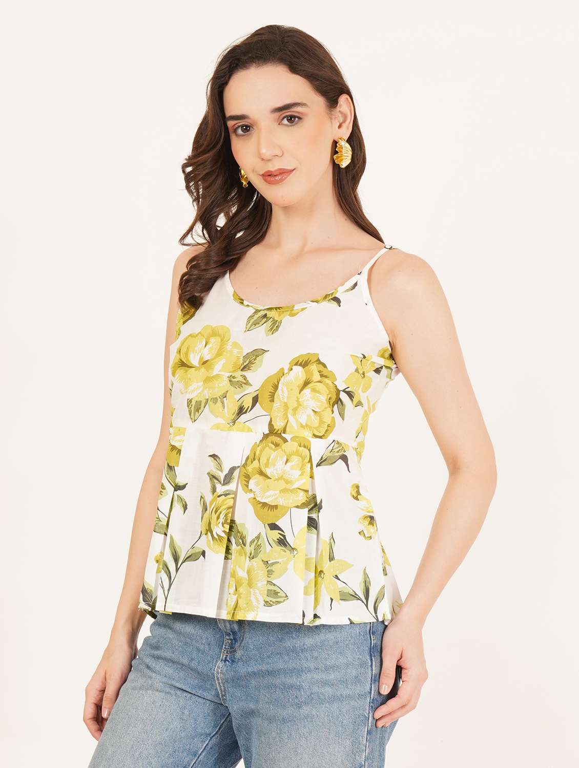Women Printed Shoulder Strap Ethnic Top - 22542781 -  Standard Image - 2