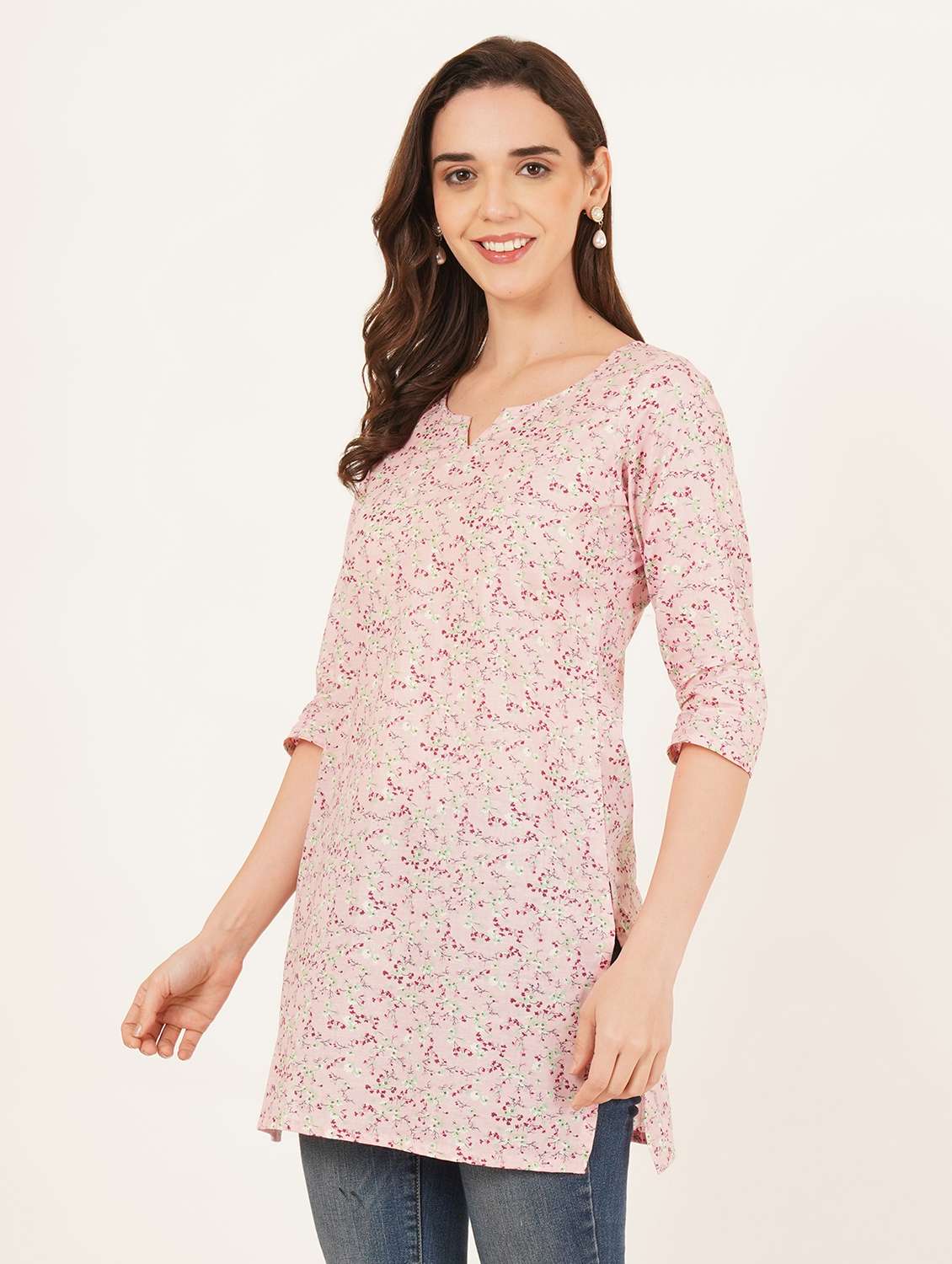 women printed three quarter sleeve straight kurti - 22542881 -  Standard Image - 2