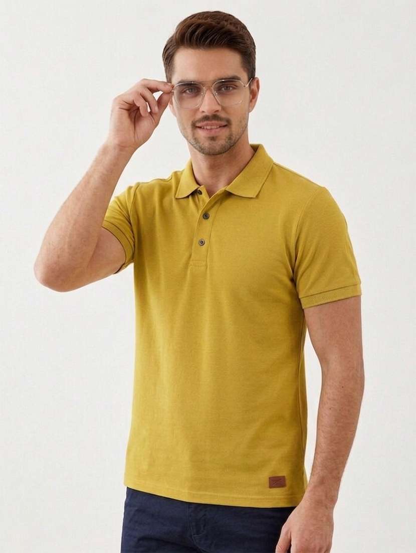 light yellow cotton color block tshirt