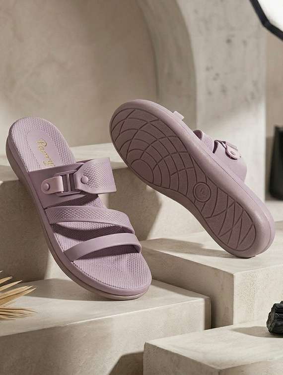 women purple slip on sandal