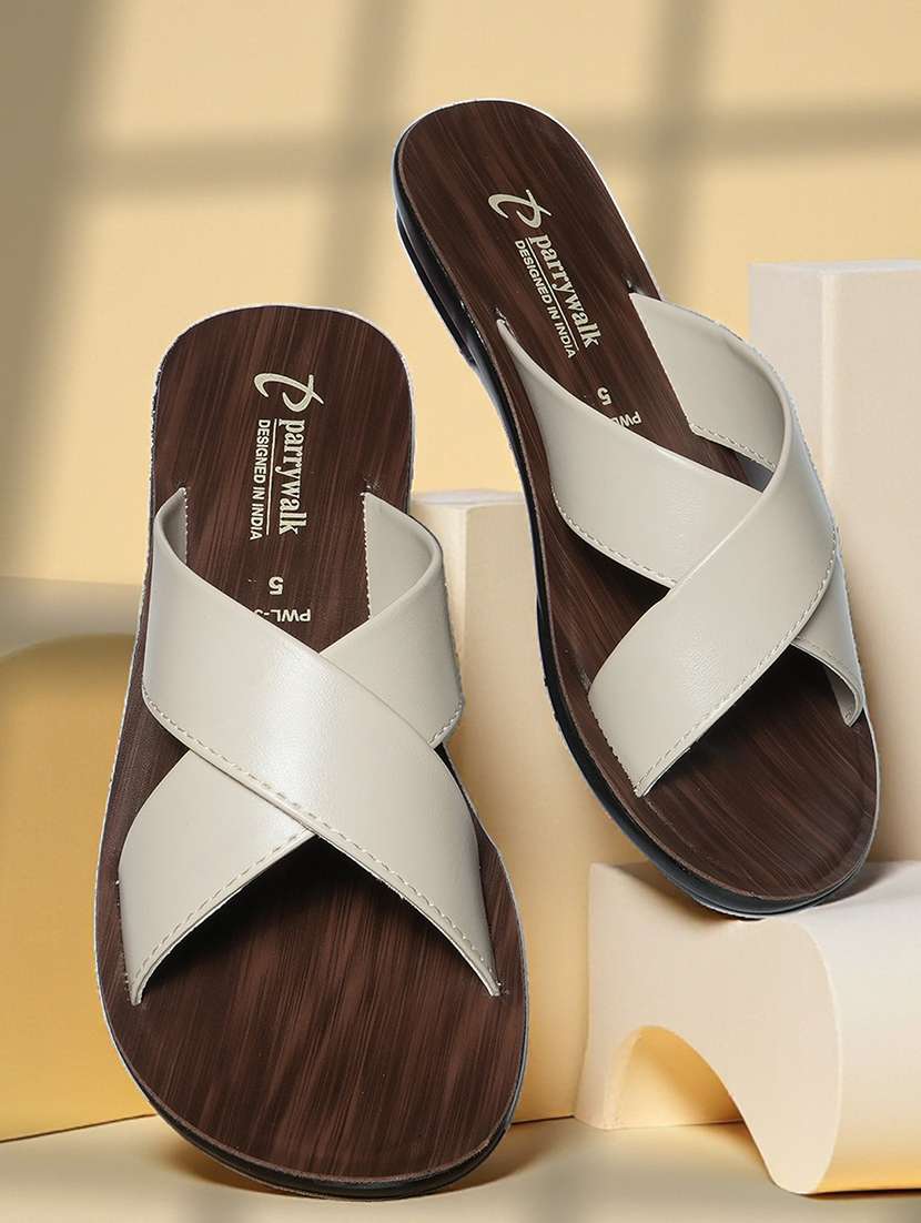 women cream slip on sandal