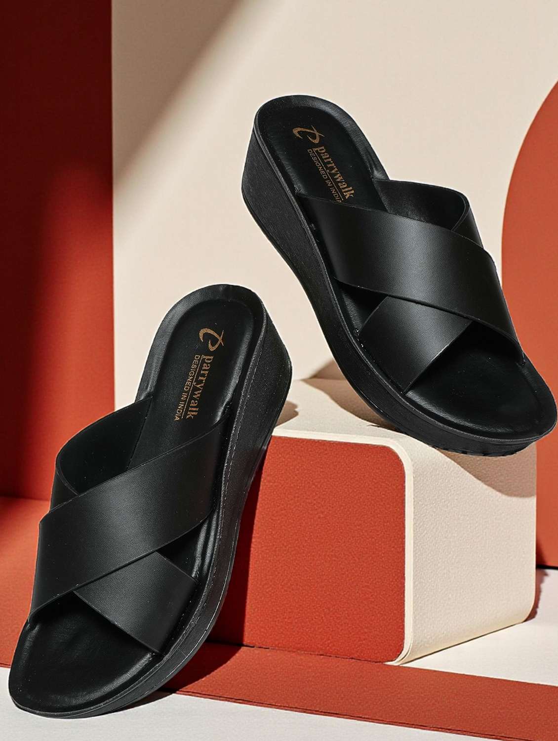 women black slip on wedge