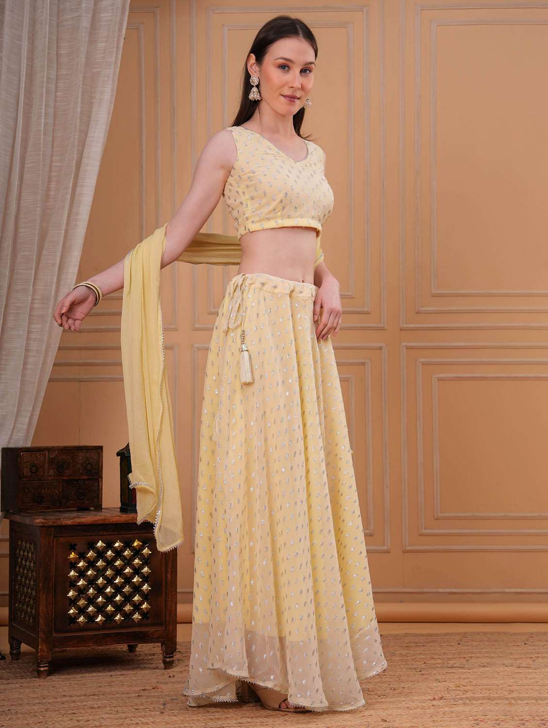 women self design stitched flared lehnga choli with dupatta set - 22543192 -  Standard Image - 2