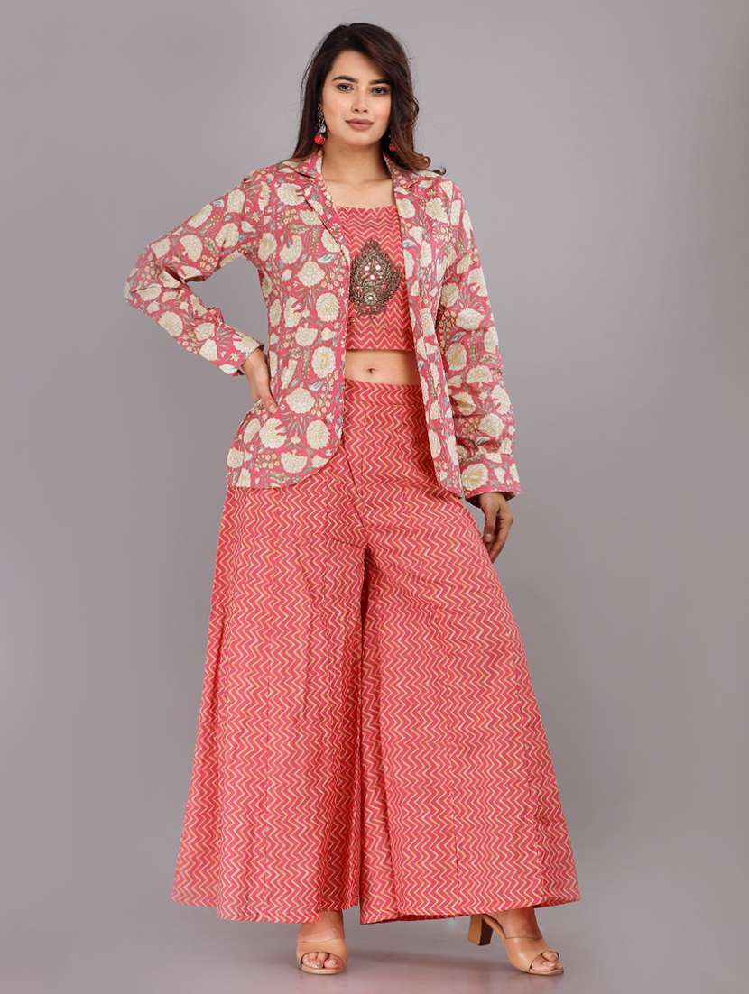 women printed long sleeve fusion set