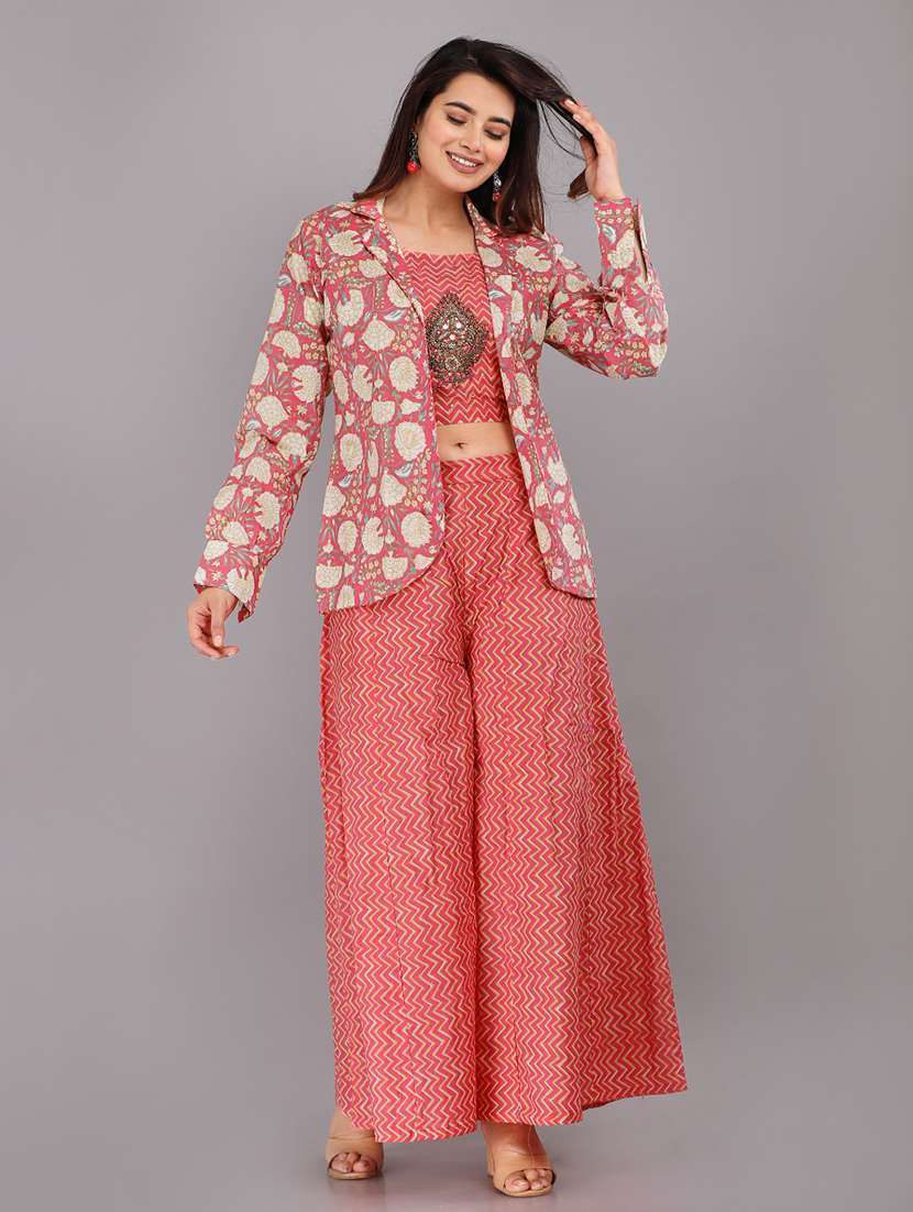 women printed long sleeve fusion set - 22543206 -  Standard Image - 2