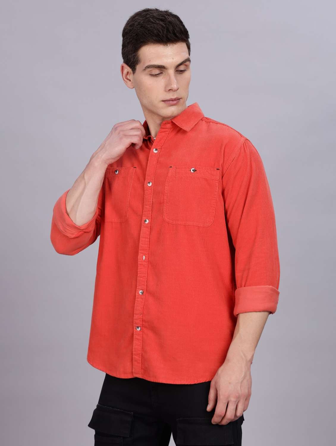 Men Solid Long Sleeve Regular Fit Casual Shirt - 22543768 -  Standard Image - 2
