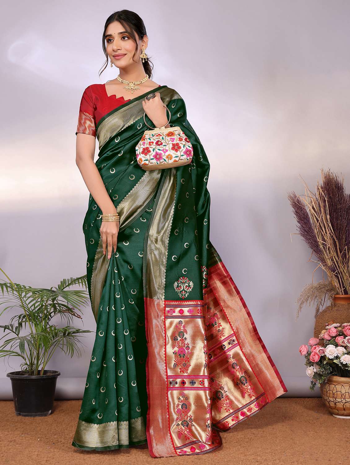 women self design paithani saree with blouse - 22543859 -  Standard Image - 2