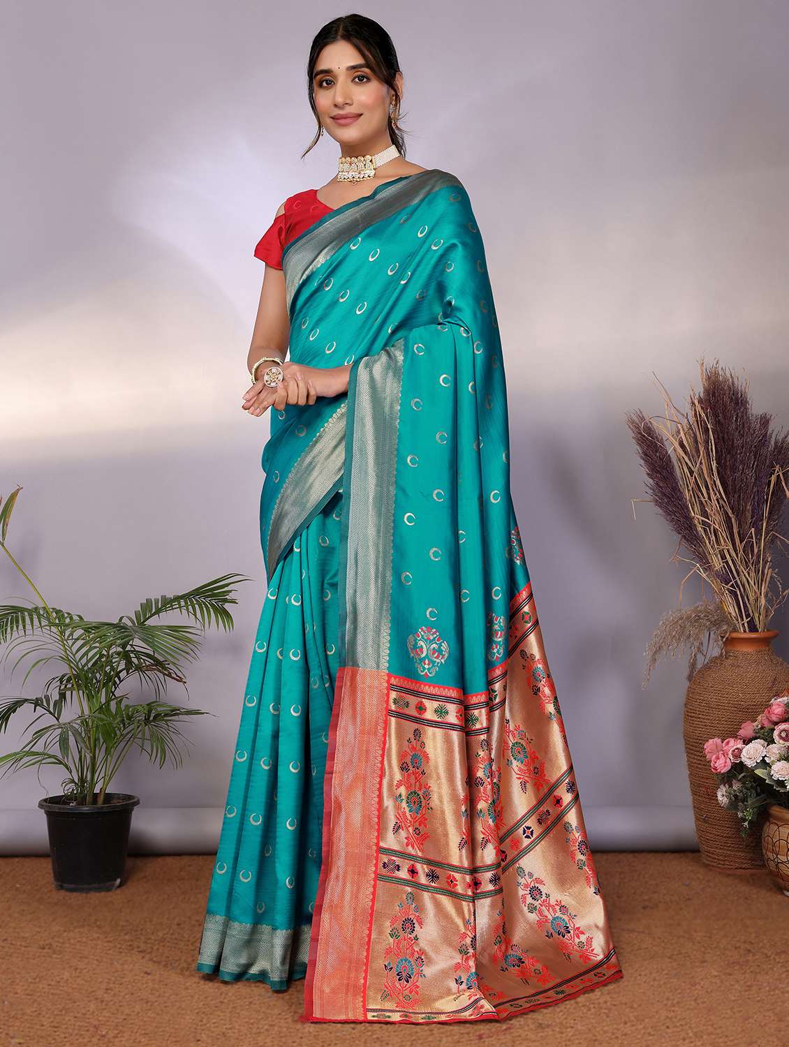 women self design paithani saree with blouse - 22543863 -  Standard Image - 2