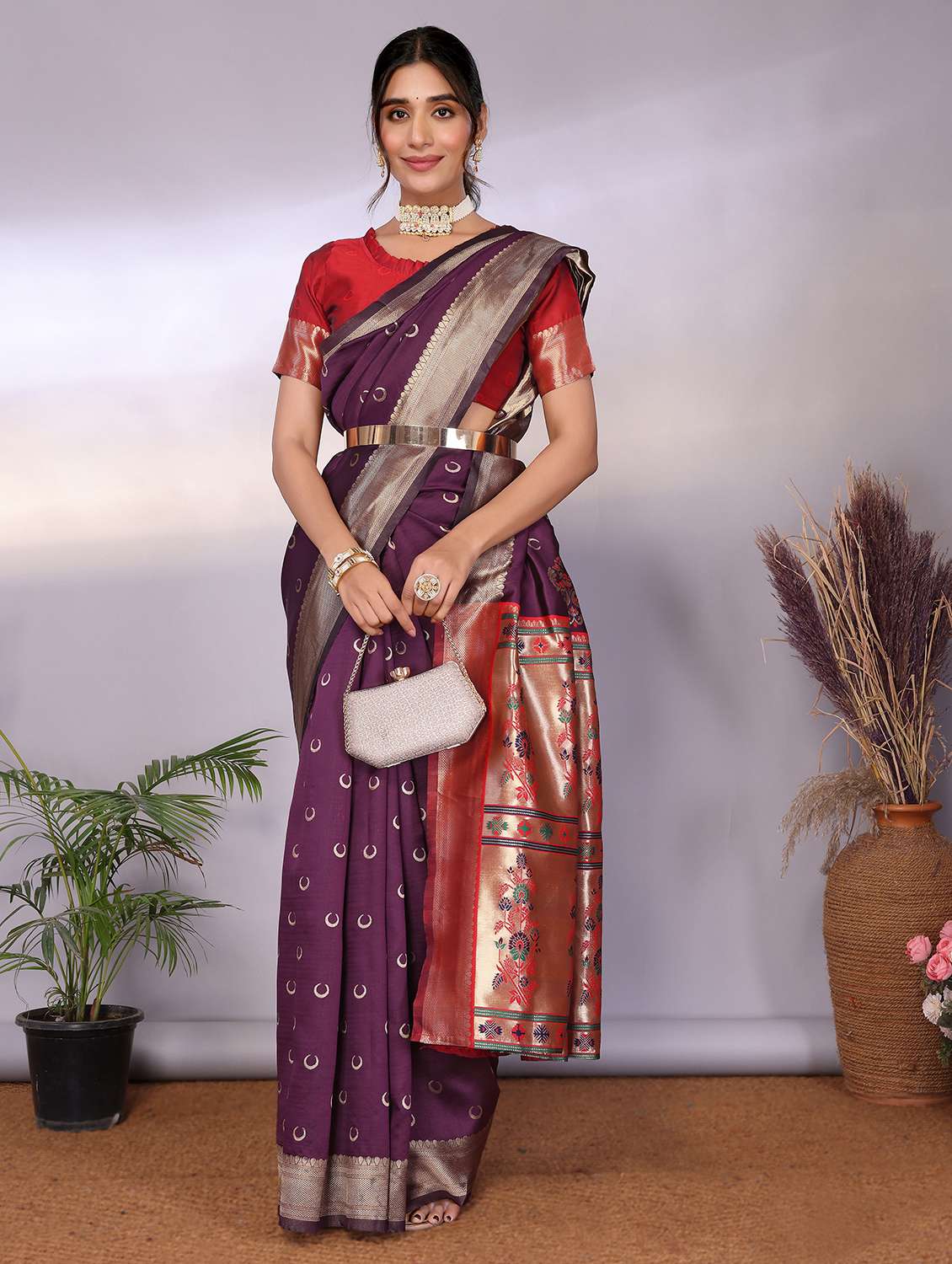 Women Self Design Paithani Saree With Blouse - 22543864 -  Standard Image - 2