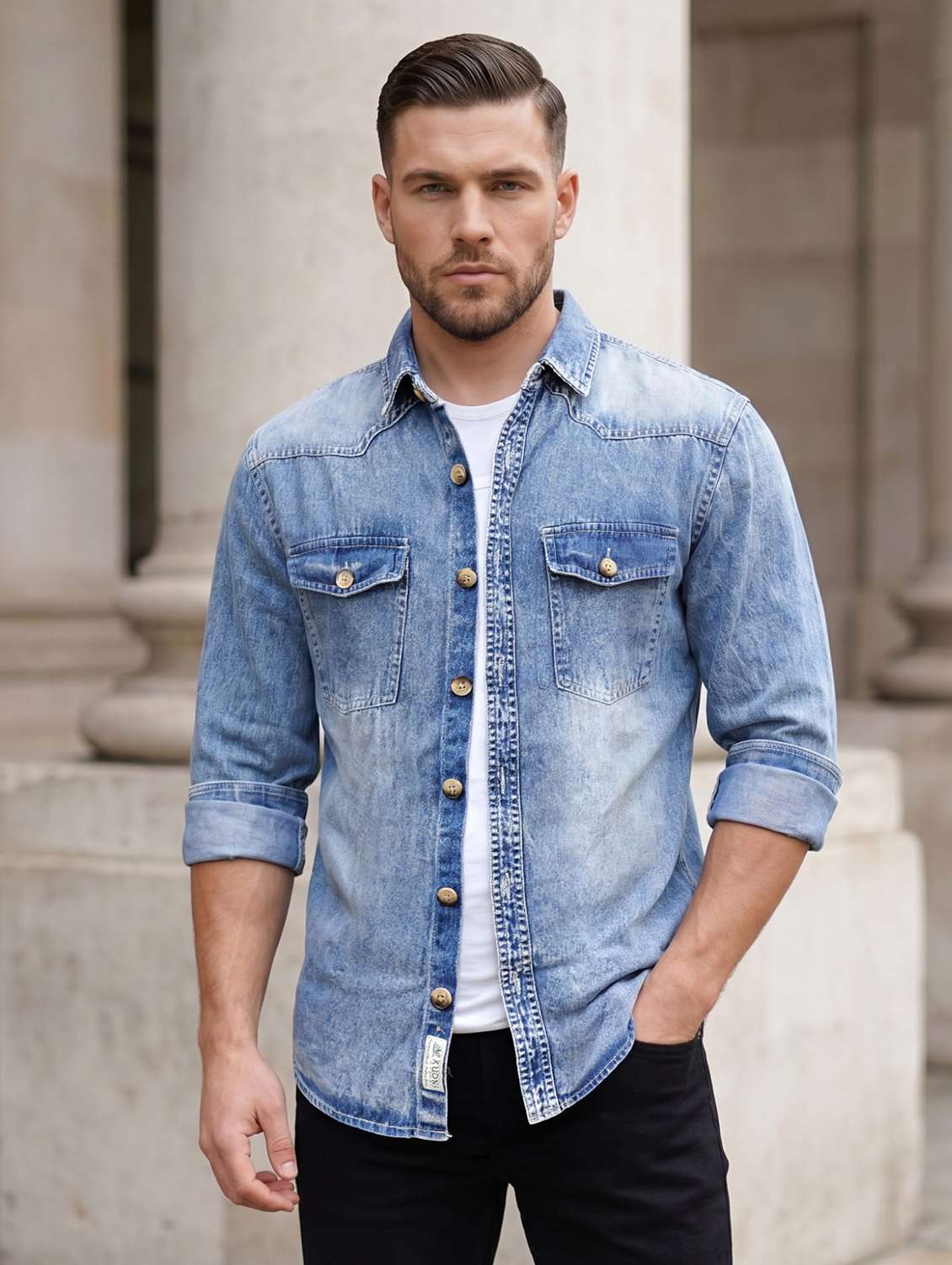 men solid long sleeve regular fit casual shirt