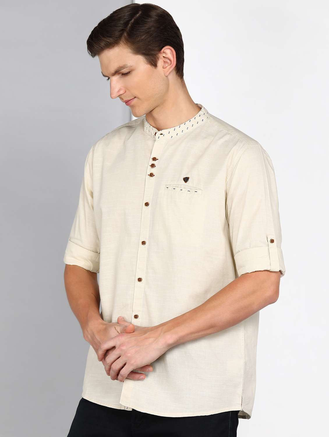 men solid long sleeve regular fit casual shirt - 22543938 -  Standard Image - 2
