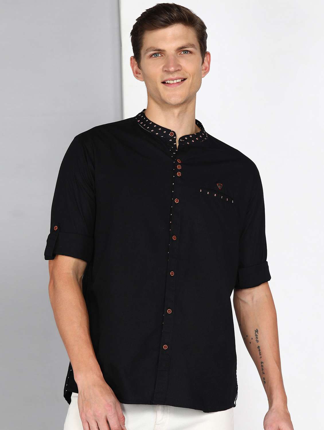 men solid long sleeve regular fit casual shirt