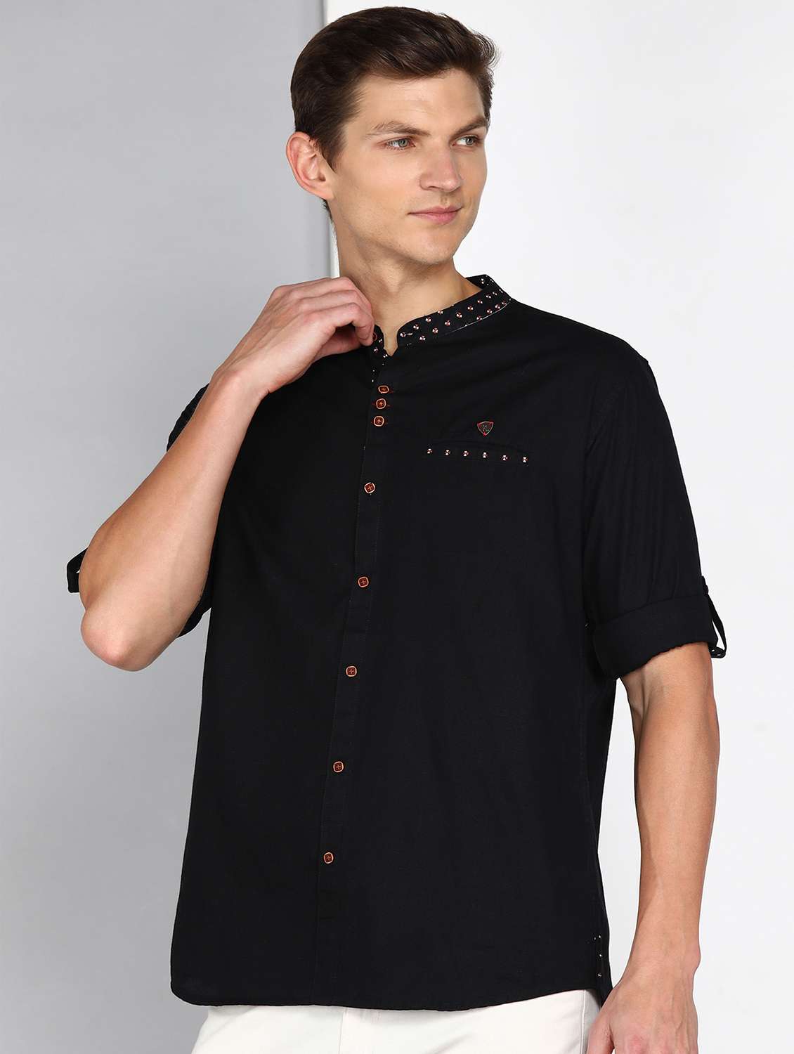 men solid long sleeve regular fit casual shirt - 22543940 -  Standard Image - 2