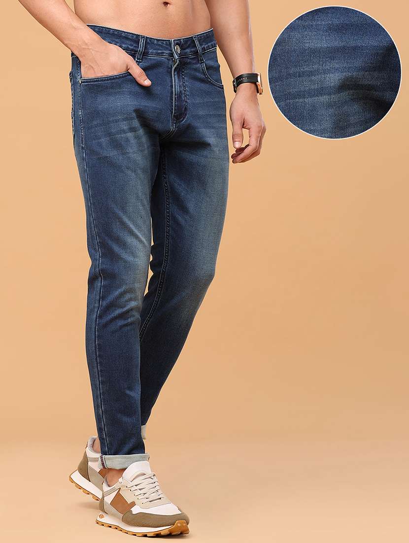 Men Washed Mid Rise Full Length Slim Fit Jeans - 22544219 -  Standard Image - 2