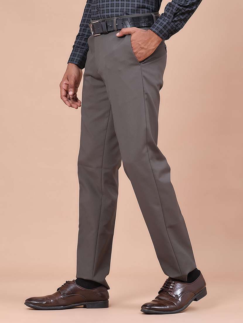 men solid mid rise flat formal trouser - 22544424 -  Standard Image - 2